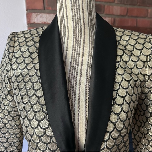 Juicy Coture Palladium Brocade Metallic Blazer in Gold Sz 0 - Picture 4 of 12
